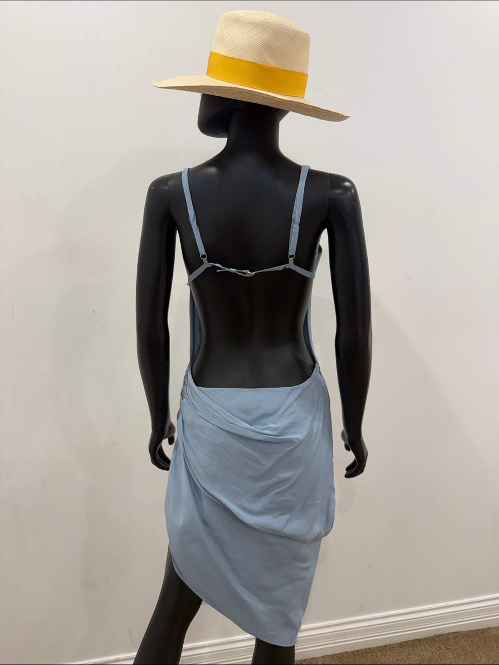 Jacquemus La Montagne Blue Open Back Draped Mini Dress FR 38 US 6 Never Worn